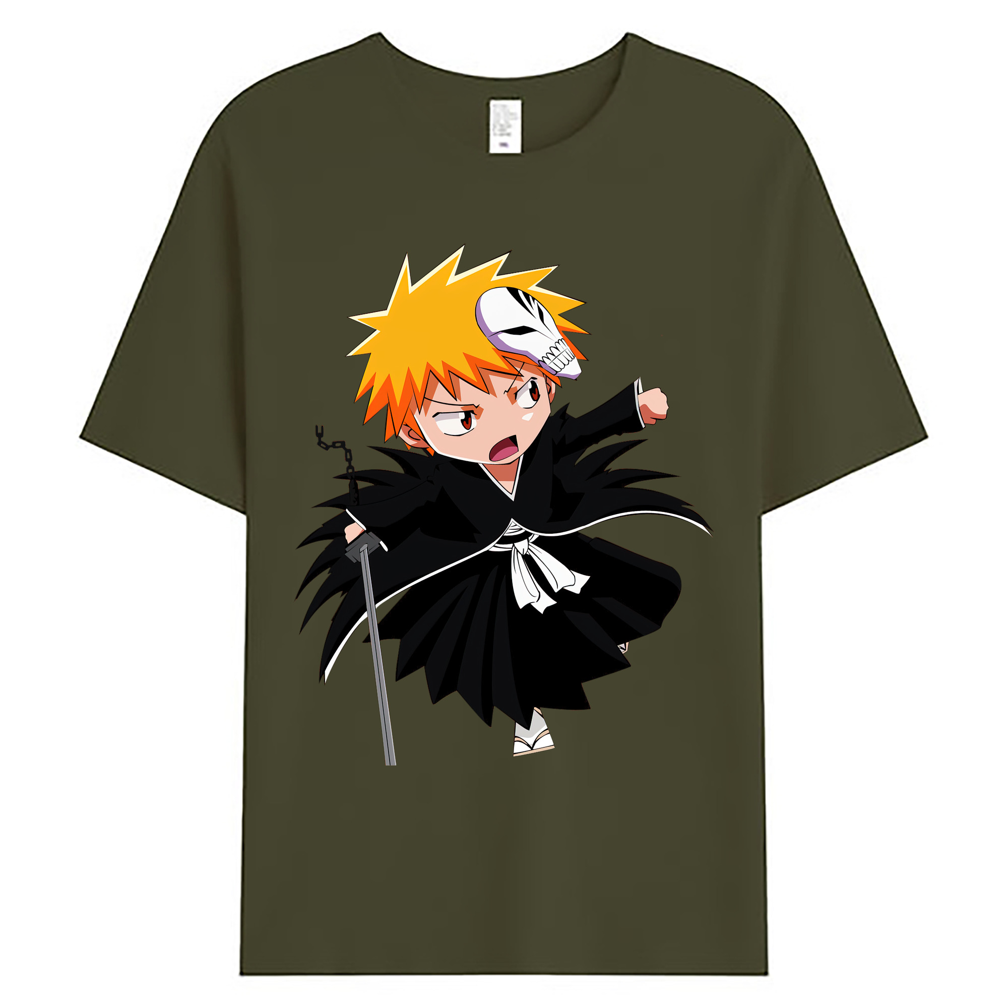 （画像用） ブリーチ 黒崎一護（くろさき いちご）BLEACH Kurosaki Ichigo 綿100％ メンズ半袖Tシャツ｜肌触りやわらか＆通気性